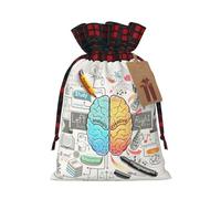 Human Brain Printed Gift Bag, Perfect Color Blocking Burlap Gift Bag