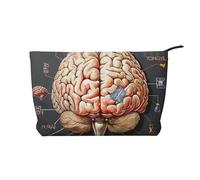 Human Brain Printed Makeup Bag Corduroy Travel Cosmetic Bags Cosmetic Case Toiletry Bag Organizer for Women Mom Girls