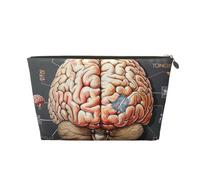 Human Brain Printed Travel Cosmetic Bags with Gold Zipper Makeup Organizer Cosmetic Case Toiletry Bag for Women Mom Girls