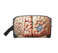 Human Brain Printing Portable Makeup Bag for Women Girl Large Capacity Travel Cosmetic Bag Makeup Pouch Organizer with Handle