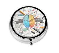 Human Brain This Small, Round Pill Box is a Portable Travel Medicine Organizer with Three compartments for Storing Daily medications.