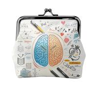 Human Brain Women's Leather Kiss Lock Pouch â€“ Stylish Small Zipper-Free Wallet for Coins, Cards, Makeup & Essentials â€“ Compact & Lightweight Design for Daily Use, Travel & Gifting