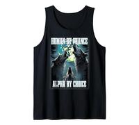Human by Chance Alpha by Choice Funny Alpha Wolf Meme Tank Top, Men, Black, Medium