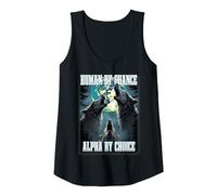 Human by Chance Alpha by Choice Funny Alpha Wolf Meme Tank Top, Women, Black, X-Large