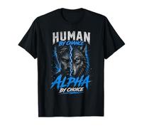 Human By Chance Alpha By Choice Grunge Distressed Wolf Alpha T-Shirt