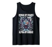 Human by Chance Alpha by Choice Wolf Howling Glowing Moon Tank Top