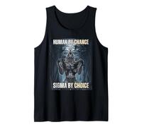 Human By Chance Sigma By Choice Cool Funny Wolf Meme Tank Top