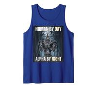 Human by Day Alpha by Night Wolf Meme Tank Top, Men, Royal Blue, Small