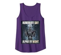 Human by Day Alpha by Night Wolf Meme Tank Top, Women, Purple, Large