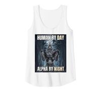 Human by Day Alpha by Night Wolf Meme Tank Top, Women, White, Small