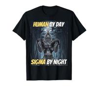 Human By Day Sigma By Night Cool Funny Wolf Sigma Alpha Meme T-Shirt