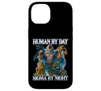Human By Day Sigma By Night Funny Alpha Wolf Meme Men Women Case for iPhone 14
