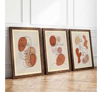 Human Connection in Line Minimalist Set of 3 Framed Wall Art Prints A2