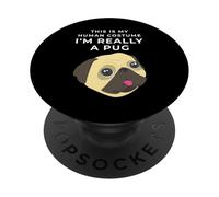 Human Costume I'm Really a Pug, Dog Funny Silly Halloween PopSockets Adhesive PopGrip