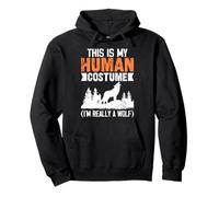 Human Costume I'm Really A Wolf Howling Distressed Design Pullover Hoodie