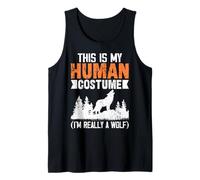 Human Costume I'm Really A Wolf Howling Distressed Design Tank Top
