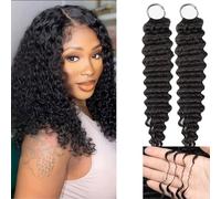 Human Crochet Hair for Black Women Curly Knotless Human Hair Crochet Bundles 14 Inch 100g Pre-Separated Feather Crochet Human Hair Deep Wave Invisible Crochet Hair Extensions Natural Black