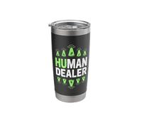 Human Dealer Funny Alien Abduction UFO Retro Sci-Fi Graphic Stainless Steel Insulated Tumbler