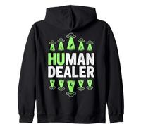 Human Dealer Funny Alien Abduction UFO Retro Sci-Fi Graphic Zip Hoodie