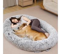 Human Dog Bed, 74.8''x47.2''x13.7'' Size Fits Adult and Pet Washable Giant People Dog Bed, Grey