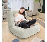 Human Dog Bed, Convertible Lazy Sofa Bed Tatami Sofa Bed Bean Bag Sofa With 5 Adjustable Position, With 2 Soft Pillows For Bedroom Living Room Office(Color:Beige)