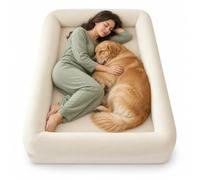 human dog bed for adult, Beige Polyester, 3 Size Options (Beige,47x78x20in) | Beige polyester human nest bed, 50 cm (19.7 in) high, with three finished-size options; choose the size that fits your space.