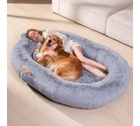 Human Dog Bed for People Large - Bean Bag Adult Size Giant Extra Sized for Kid Waterproof and Washable Anti-Slip Grey 74"x50"x12" (Grey)
