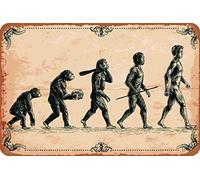 Human Evolution Classic Ape Walking Upright Evolving Into Human Man Vintage Illustration Science Educational Classroom Decoration Laminated Wall Metal Tin Signs Room Stuff Wall Decor Sign 8x12 Inch