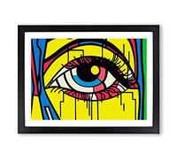 Human Eye Pop Art Abstract Framed Wall Art Print A2 Black