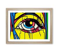 Human Eye Pop Art Abstract Framed Wall Art Print A2 Oak