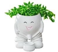 Human Face Flower Pot,Human Face Ornaments Pot - Head Design Succulents Plant Pot with Drainage Hole for Garden, Patio, Living Room
