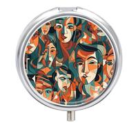 Human Face Pattern Pill Case Pill Box with 3 Compartments