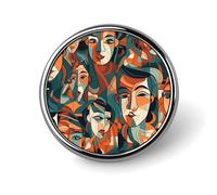 Human Face Pattern Round Aluminum Alloy Pin Badge Lapel Pin