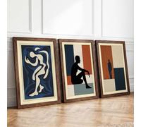 Human Figures in Motion Modern Set of 3 Framed Wall Art Prints A4