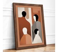 Human Forms in Grey Mid-Century Framed Wall Art Print A3 (42×29.7cm)