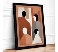 Human Forms in Grey Mid-Century Framed Wall Art Print A4 (29.7×21cm)