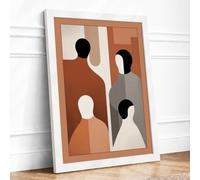 Human Forms in Grey Mid-Century Framed Wall Art Print A4 (29.7×21cm)