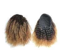 Human Hair Afro Kinky Curly Drawstring Ponytail for Black Women Afro Puff Pony tail Extension for Daily Use(T1B/4/27,12“)