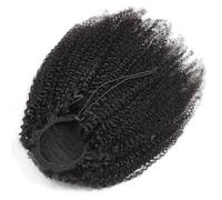 Human Hair Afro Kinky Curly Ponytail, Puff Ponytail Extension,Natural Black Drawstring Ponytail for Black Women for Daily Use(14inch)