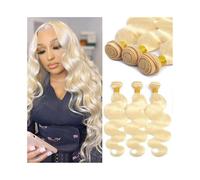 Human Hair Body Wave Bundles 613 Blonde Brazilian Virgin Hair Weave 1/3 Bundles Wave Curly Hair Extensions for Women(26 26 26)