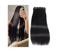 Human Hair Brazilian Straight Hair Bundles 100% Unprocessed Human Hair Straight Hair Extension Bundles Natural Color Human Hair Straight for Black Women Hair Extensions(24 24 24 24)