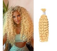Human Hair Bulk For Braiding Highlight Deep Wave Boho Human Braiding Hair Unprocessed Human Hair Extensions For Micro Braids 16 Inch-100G