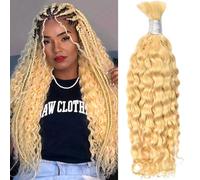 Human Hair Bulk For Braiding Highlight Deep Wave Boho Human Braiding Hair Unprocessed Human Hair Extensions For Micro Braids 24 Inch-100G