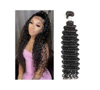 Human Hair Bundles, 8-40 Inch Single Bundle Brazilian Remy Deep Wave Human Hair Extensions for Black Women(12inches)