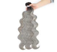 Human Hair Bundles Body Wave Bundles Brazilian Hair Weaving Soft Natural Synthetic Hair Extensions Colorful Body Wave Thick Hair Hair Extension(OMBRE GREY_26INCHES)