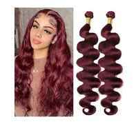 Human Hair Bundles Body Wave Human Hair Bundles Natural Loose Deep Wave Hair Bundles Thick Hair Weaves Brazilian Hair Colored #99J Hair Extension(18 18 18)