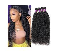 Human Hair Bundles Brazilian Human Hair Weave 1 3 4 Bundles Natural Color Kinky Curly Remy Hair Extensions Hair Extension(16inches)