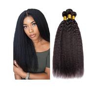 Human Hair Bundles Double Weft Brazilian Kinky Straight 1/3/4 Bundles Remy Hair Extensions(20 20 20)