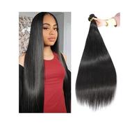 Human Hair Bundles for Women Straight Hair 3 Bundles Natural Black 10-30 Inch Unprocessed Brazilian Virgin Hair Extensions(24 24 24)