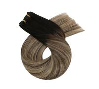 Human Hair Bundles Ombre Sew In Extensions Remy Hair Natural Straight 100G Hair For Women Real Human Hair Easy To Use(20 INCHES,1B-3-27)